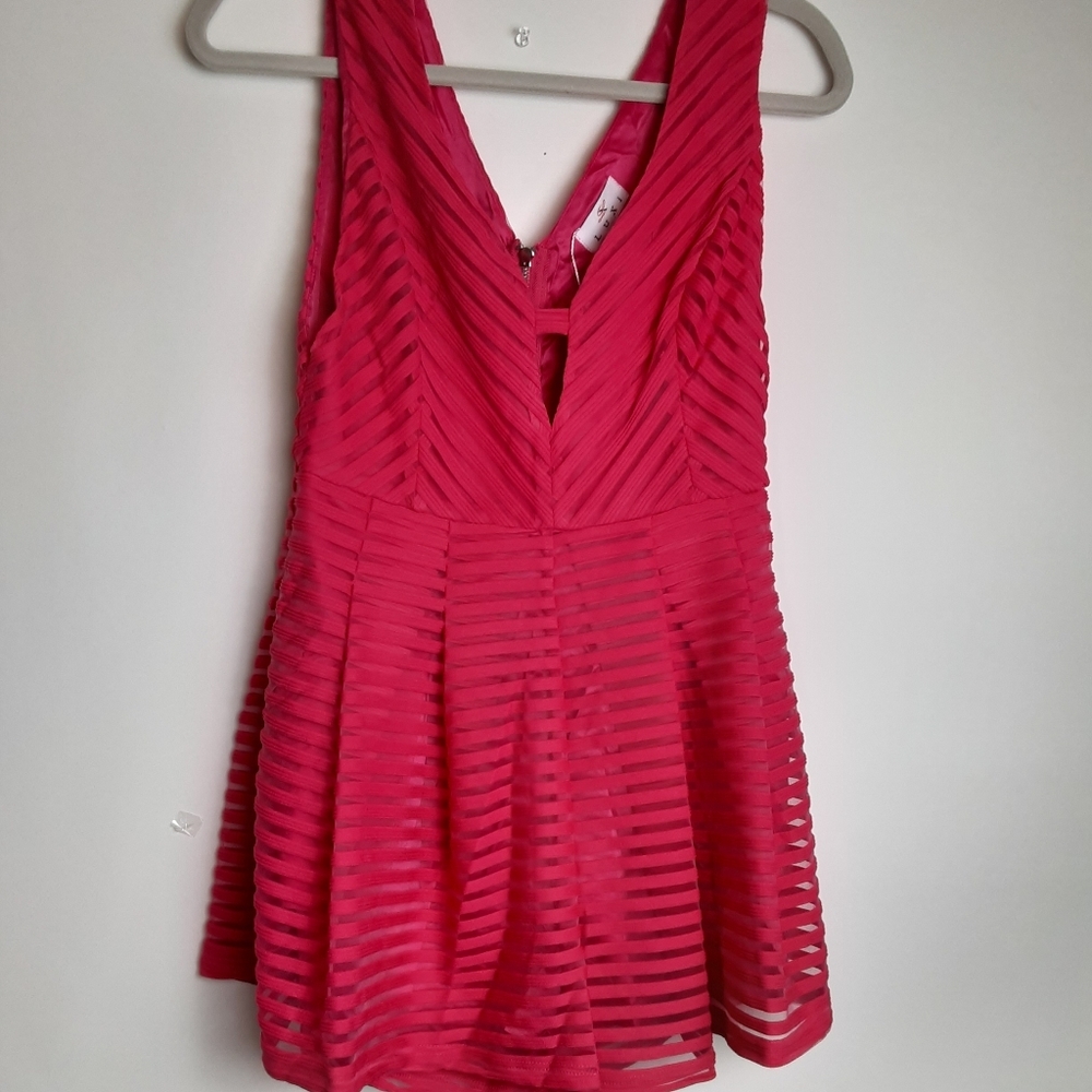 Romper Shorts Vneck Fully Lined Sheer Hot Pink